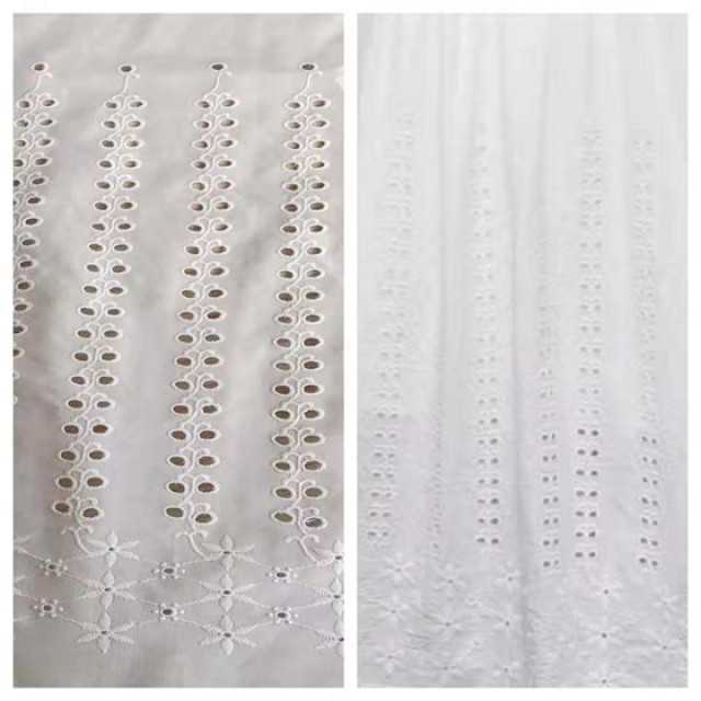 Premium Cotton Voile Fabric with Exquisite Lace Embroidery